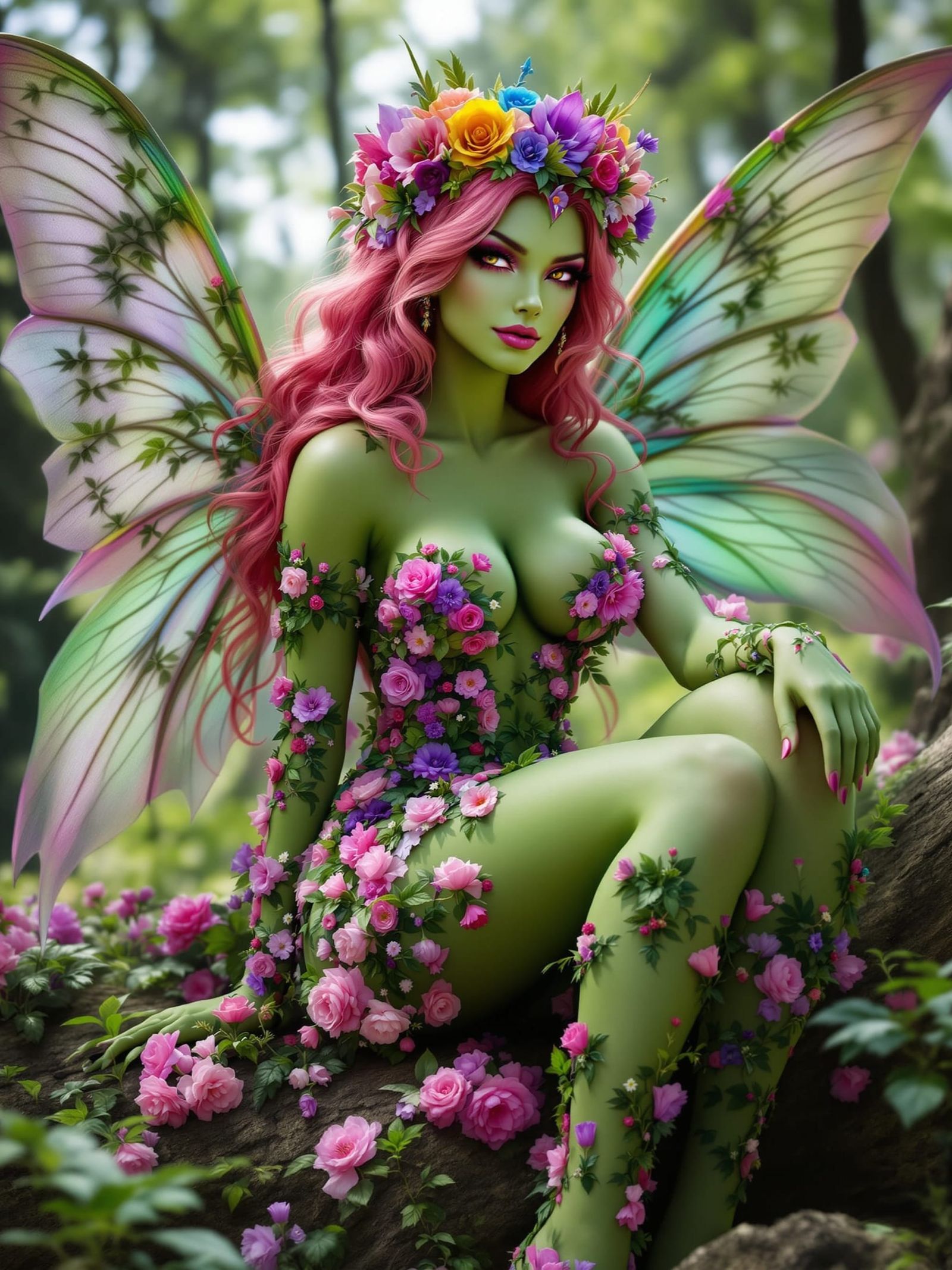 Fae Queen in Forest Clearing