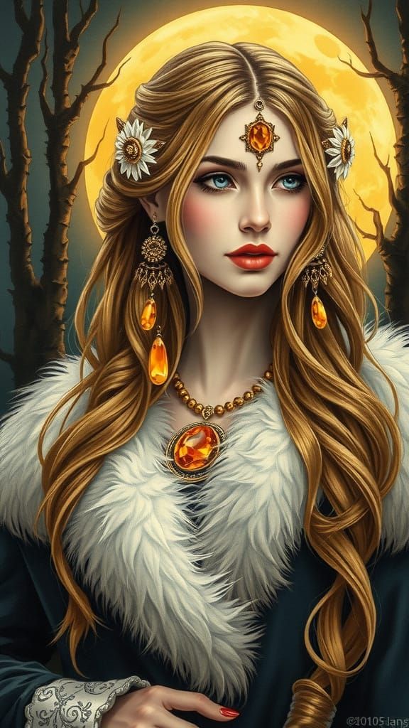 Ethereal Slavic Princess in Ancient Forest
