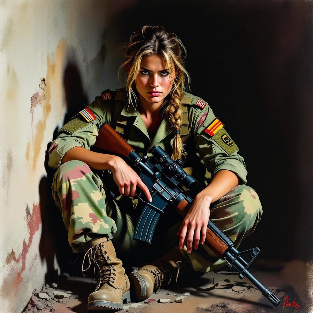 Exhausted Swedish Soldier in Dramatic Watercolor Style