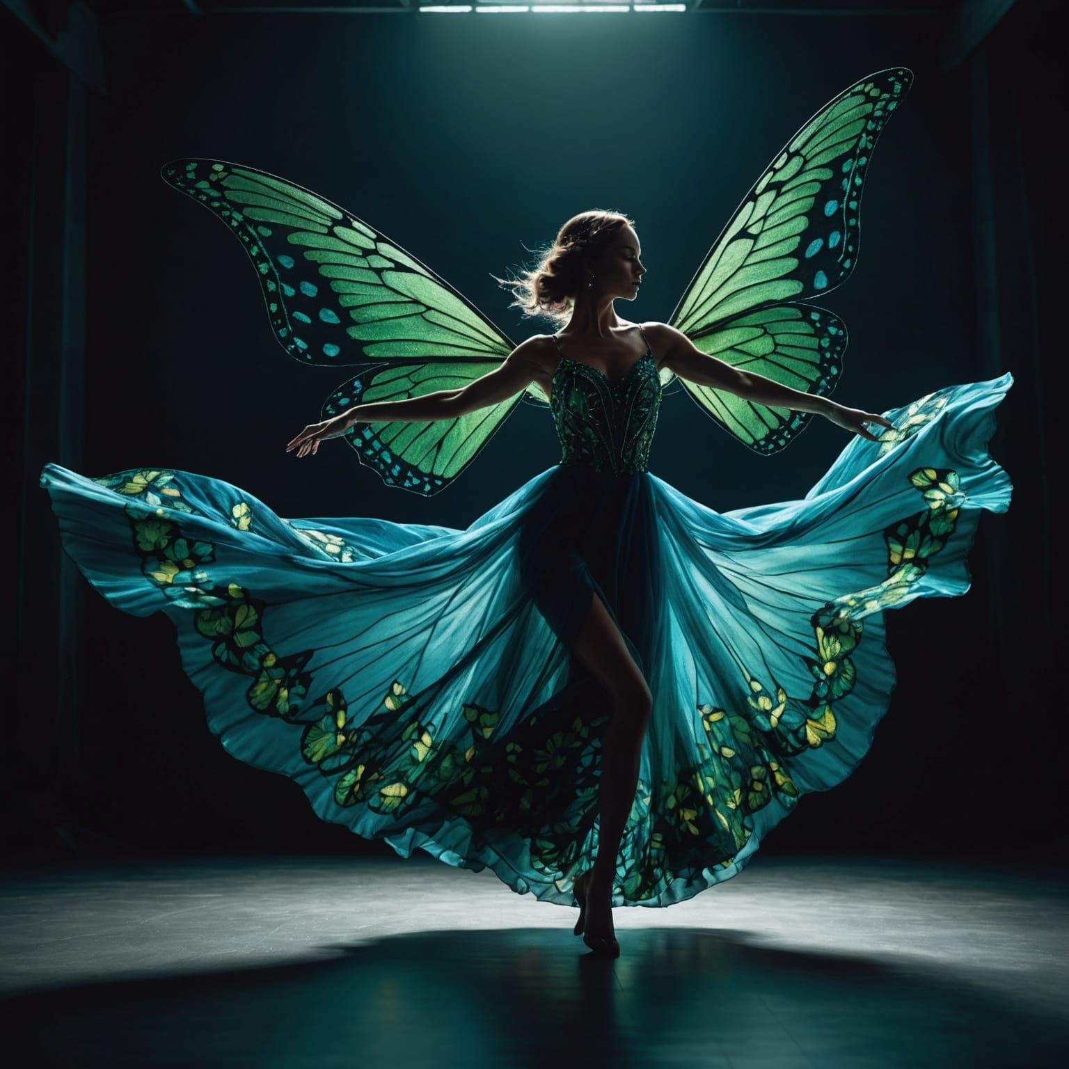 Butterfly Dancer in Ethereal Dark Fantasy Setting