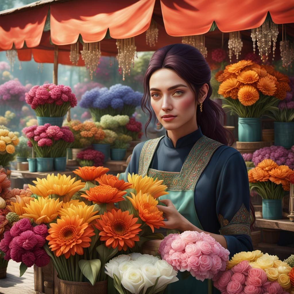 Colorful Floral Arrangements at a Flower Stall