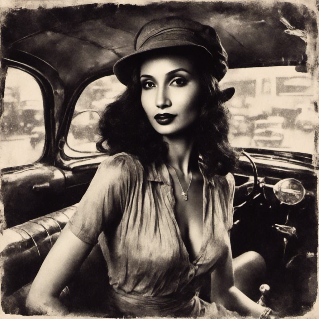 Noir Taxi Driver in Dark Impasto Style