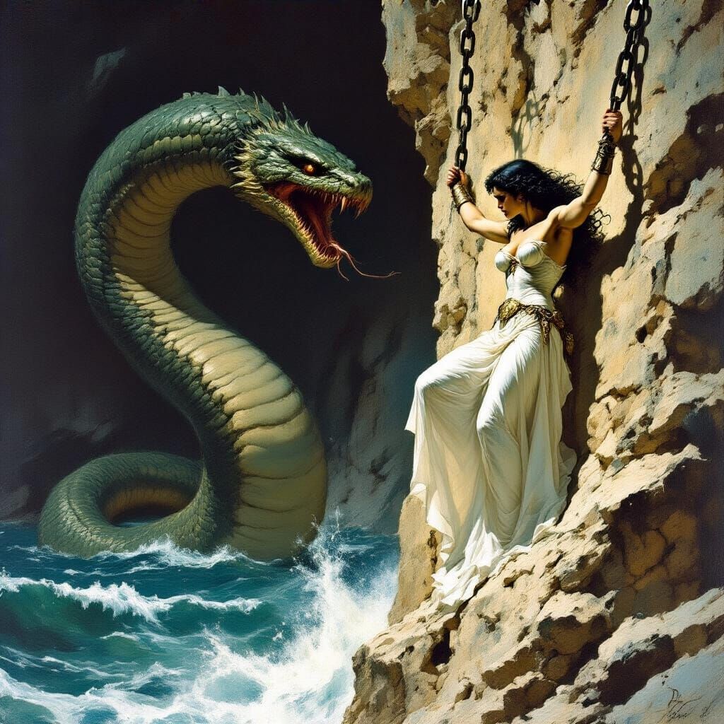 Andromeda chained to rock