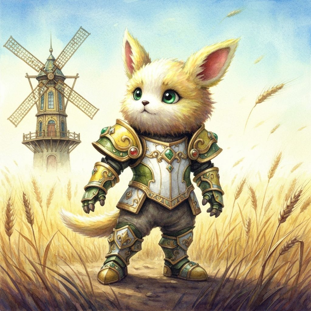 Cute Armored Miller Creature in Impressionistic Watercolor