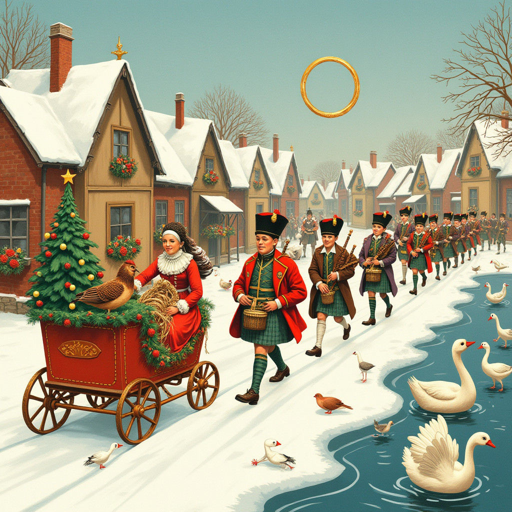 Festive Twelve Days of Christmas Parade Scene