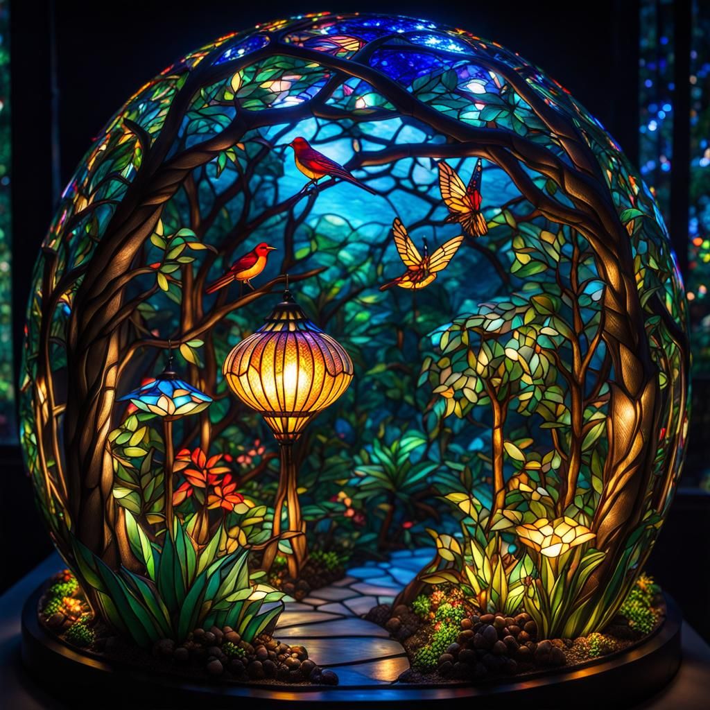 Stained Glass Islandscape in a Glass Bubble