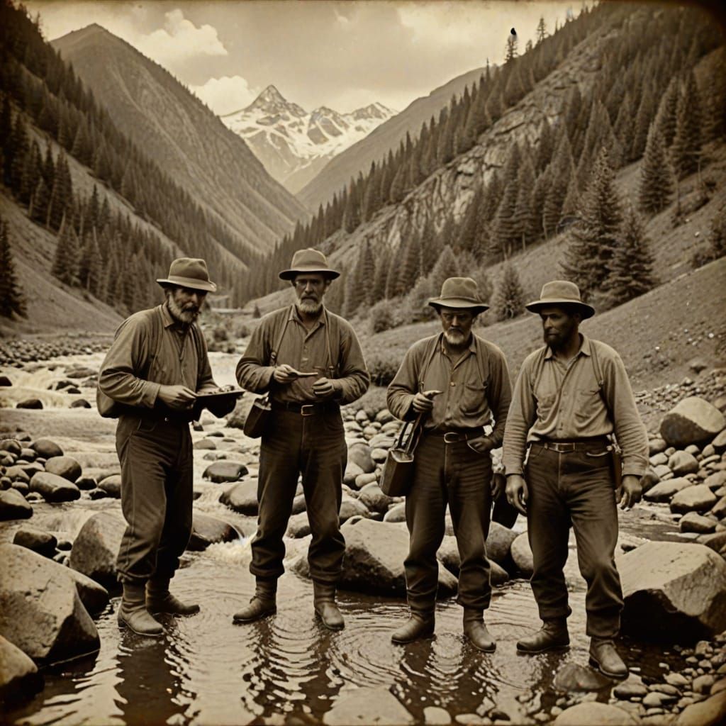 1890s Tintype Photograph of Gold Miners