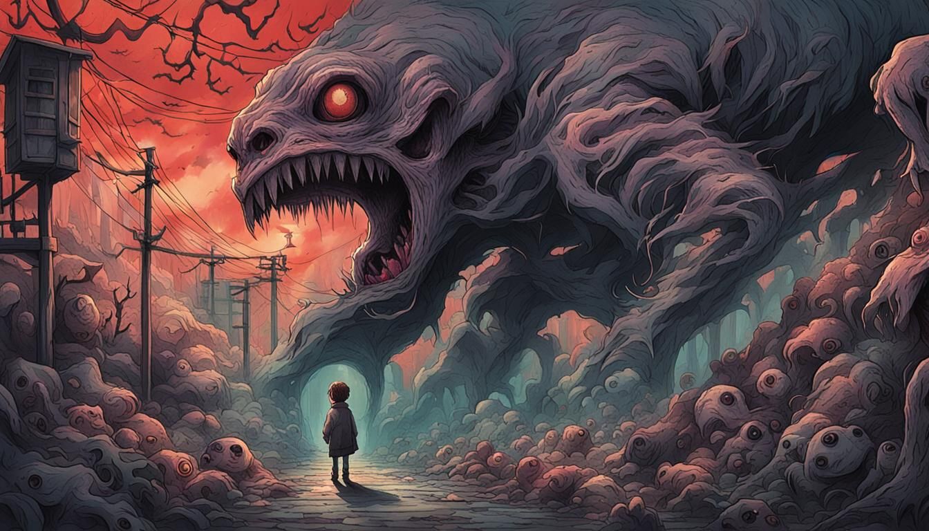 Eerie Monsters in Anime Horror Illustration