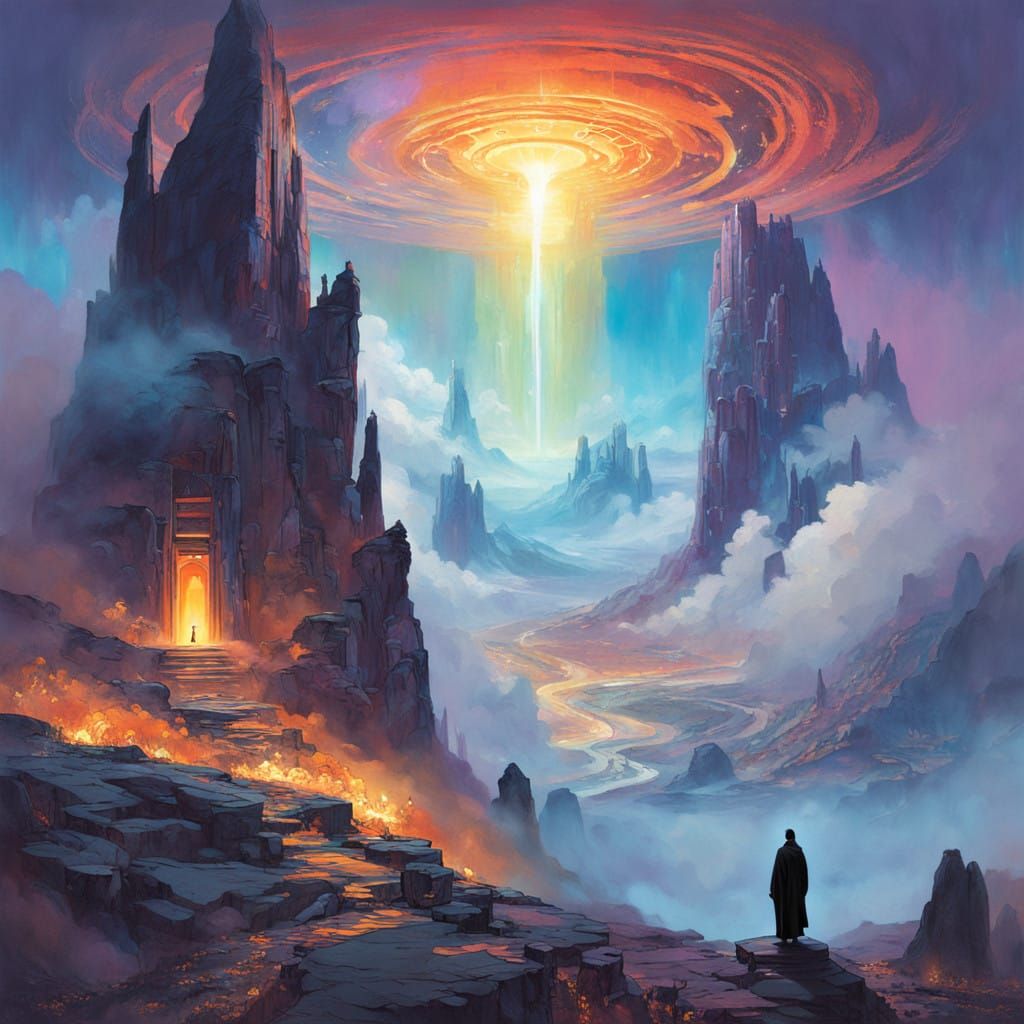 Mystical, Dreamlike Scene in a Futuristic Landscape with Eth...