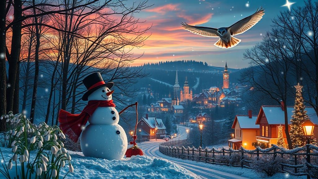 Magical Christmas Eve Winter Wonderland in Vibrant Holiday L...