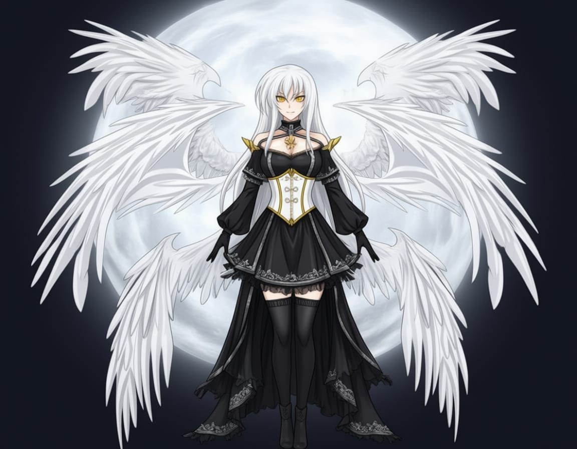 Angel Gabriel with Moonlit Silver Hair and Gold Eyes