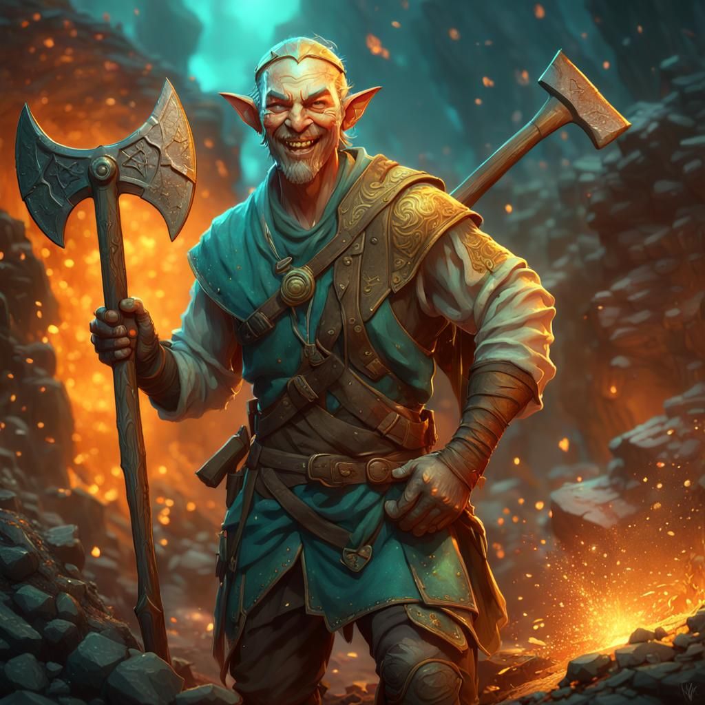 Elven Miner Concept Art with Pickaxe
