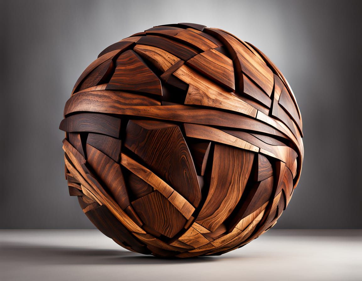 Dramatic Section View of a Multi-Layered Wooden Sphere