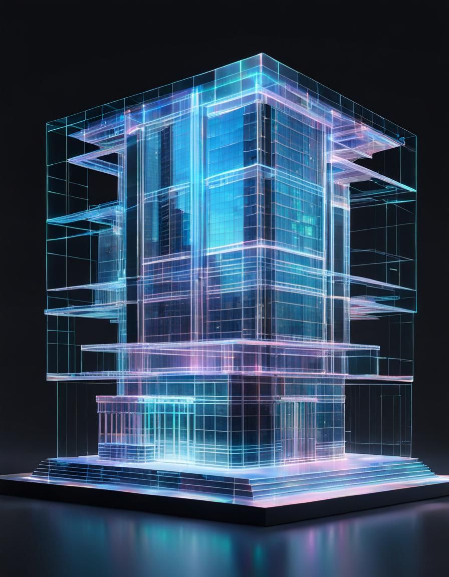 A 3d hologram of a building