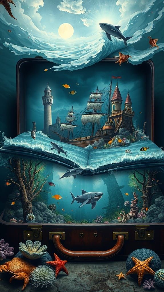 Surreal Storybook Fantasy Escapes Open Suitcase