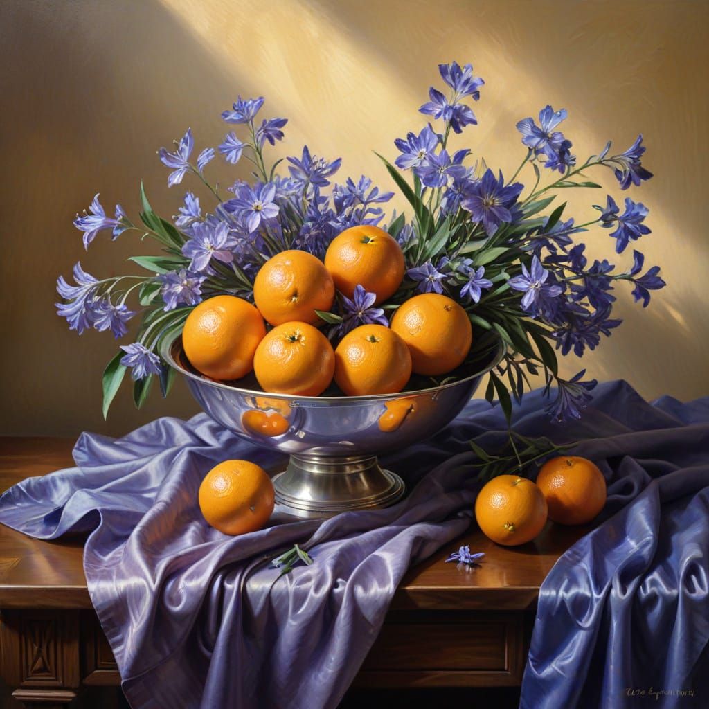 Surreal Still Life in Elegant Oil Painting Style