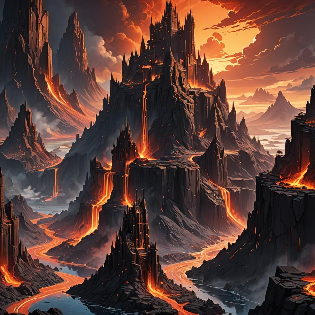 Volcanic Island Fortress in Fantasy Concept Art