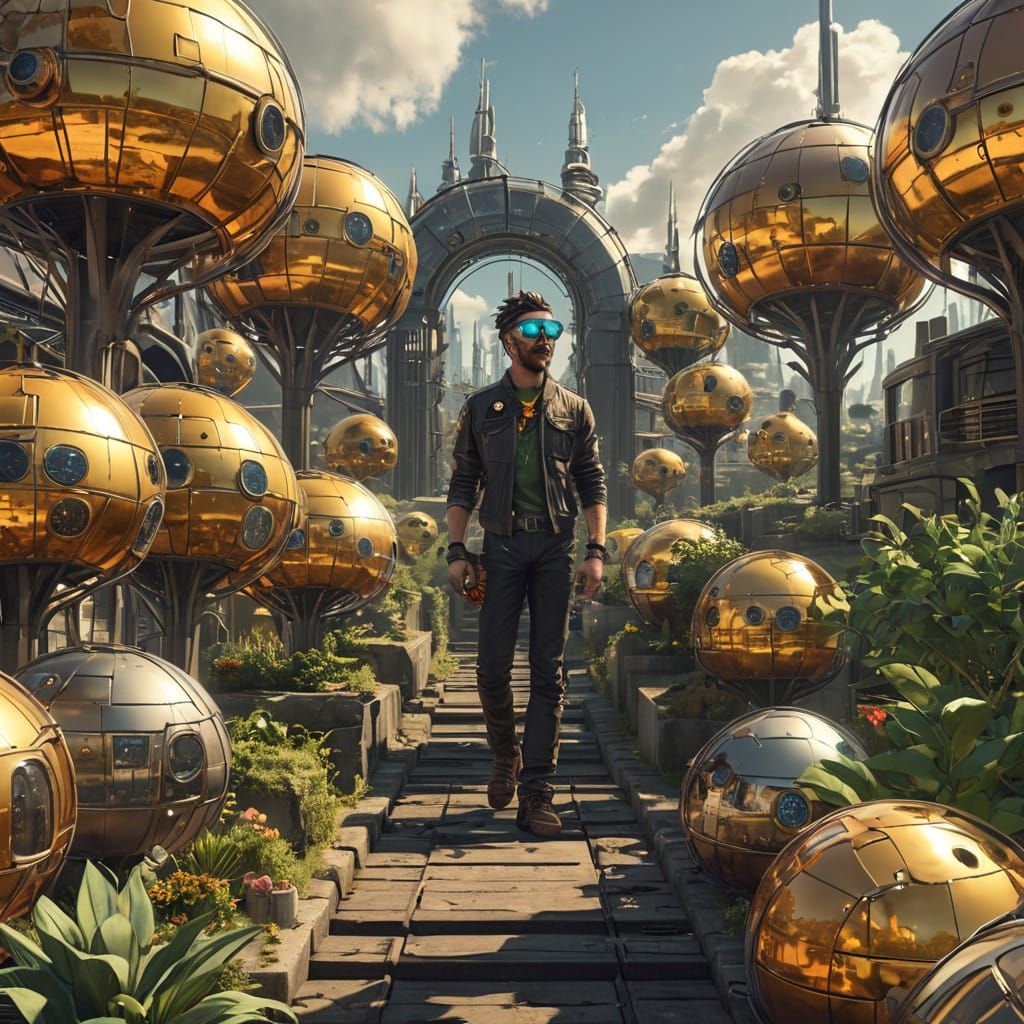 Sustainable Futuristic Eco Community in Vibrant Colors