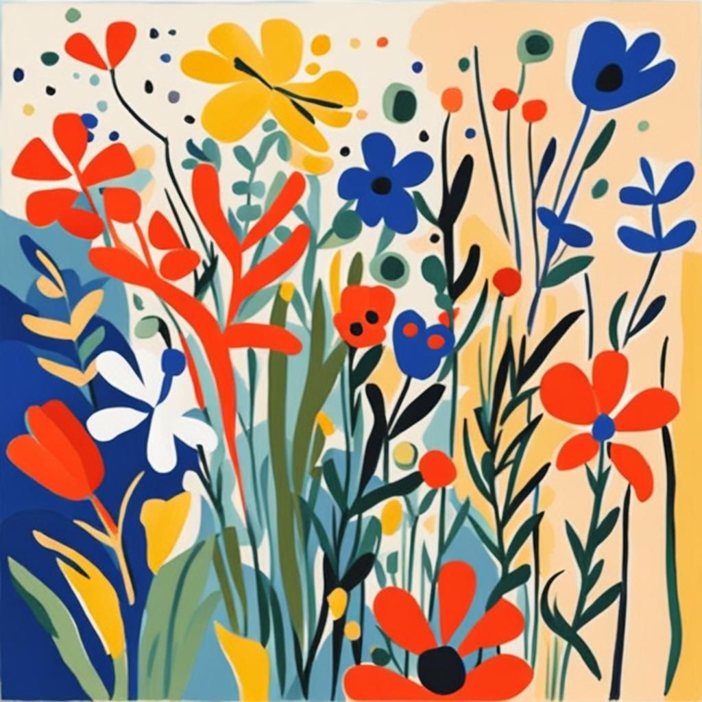 Abstract Wildflowers in Matisse Style