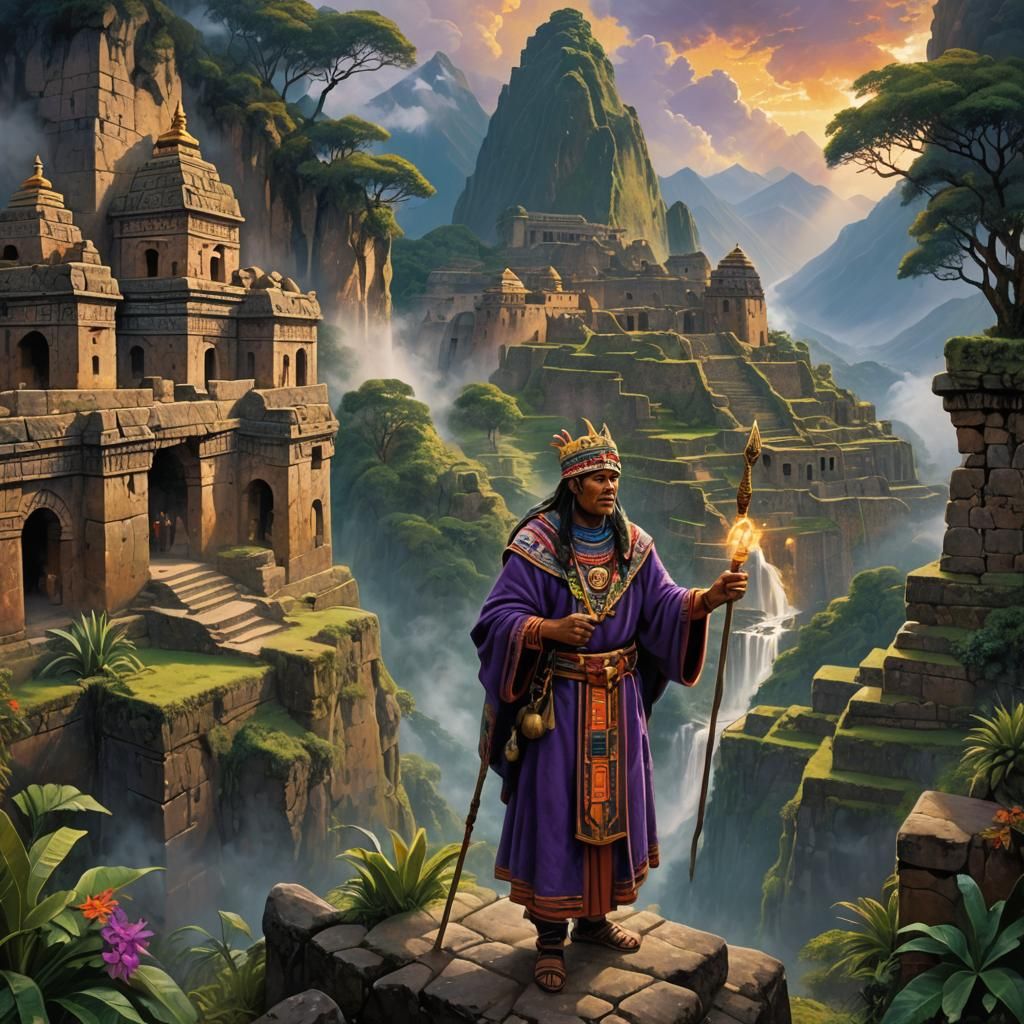 Inca Mage Restoring Empire in Hyper-Realistic Style