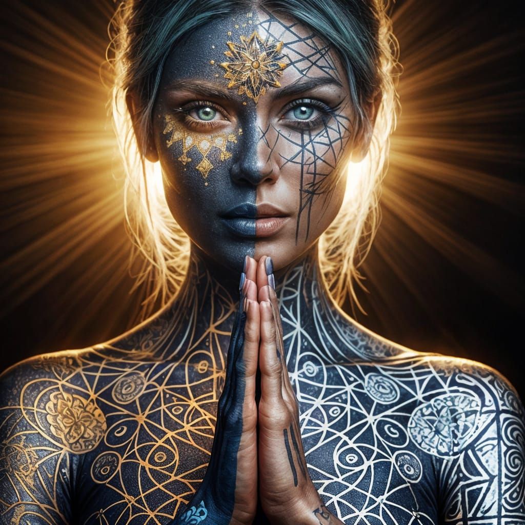 Pointillism and Sacred Geometry Portrait in Digital Art