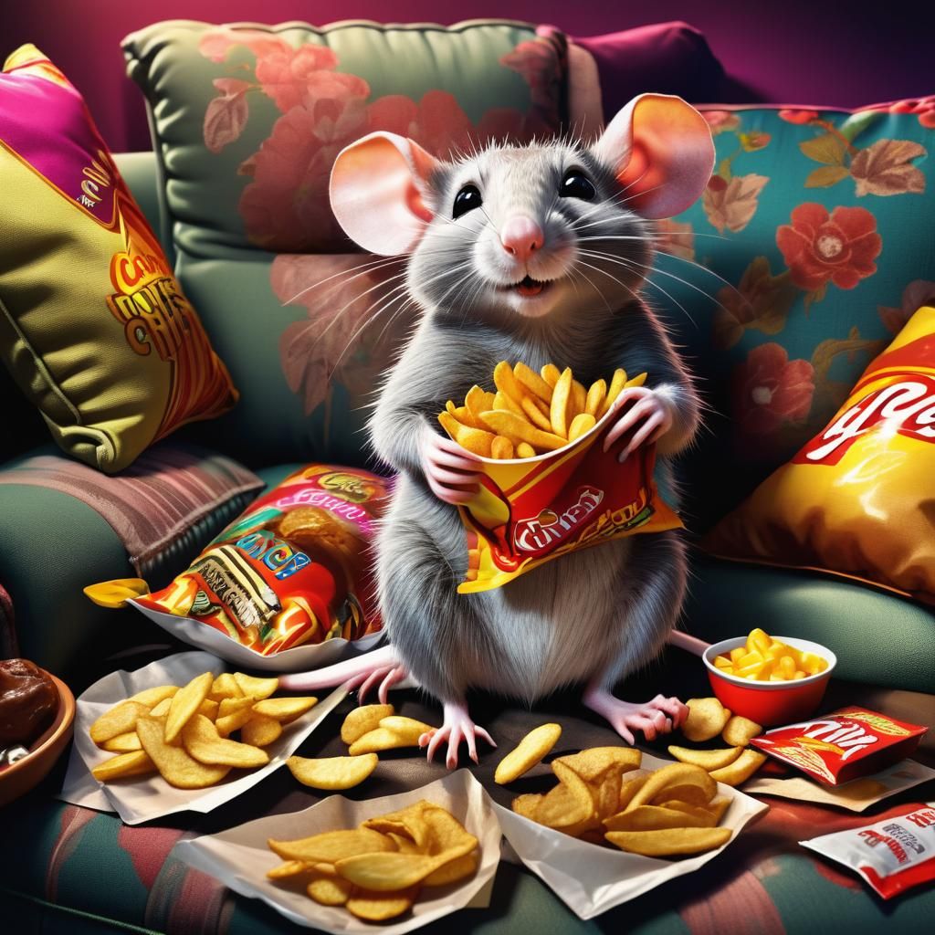 Cute Rat Lounging: Vivid 8k Concept Art