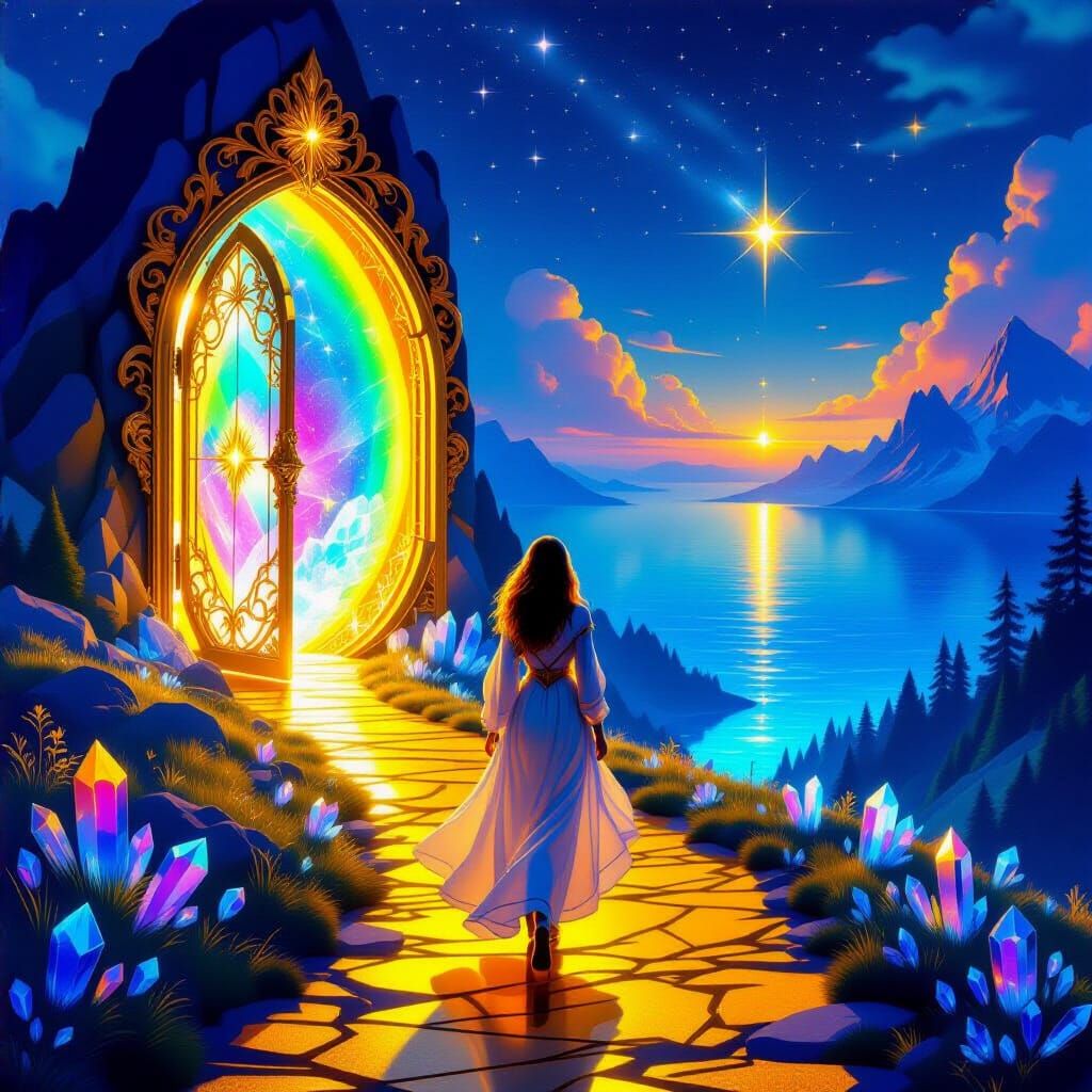 Golden Path on Cosmic Ocean, Fantasy Art