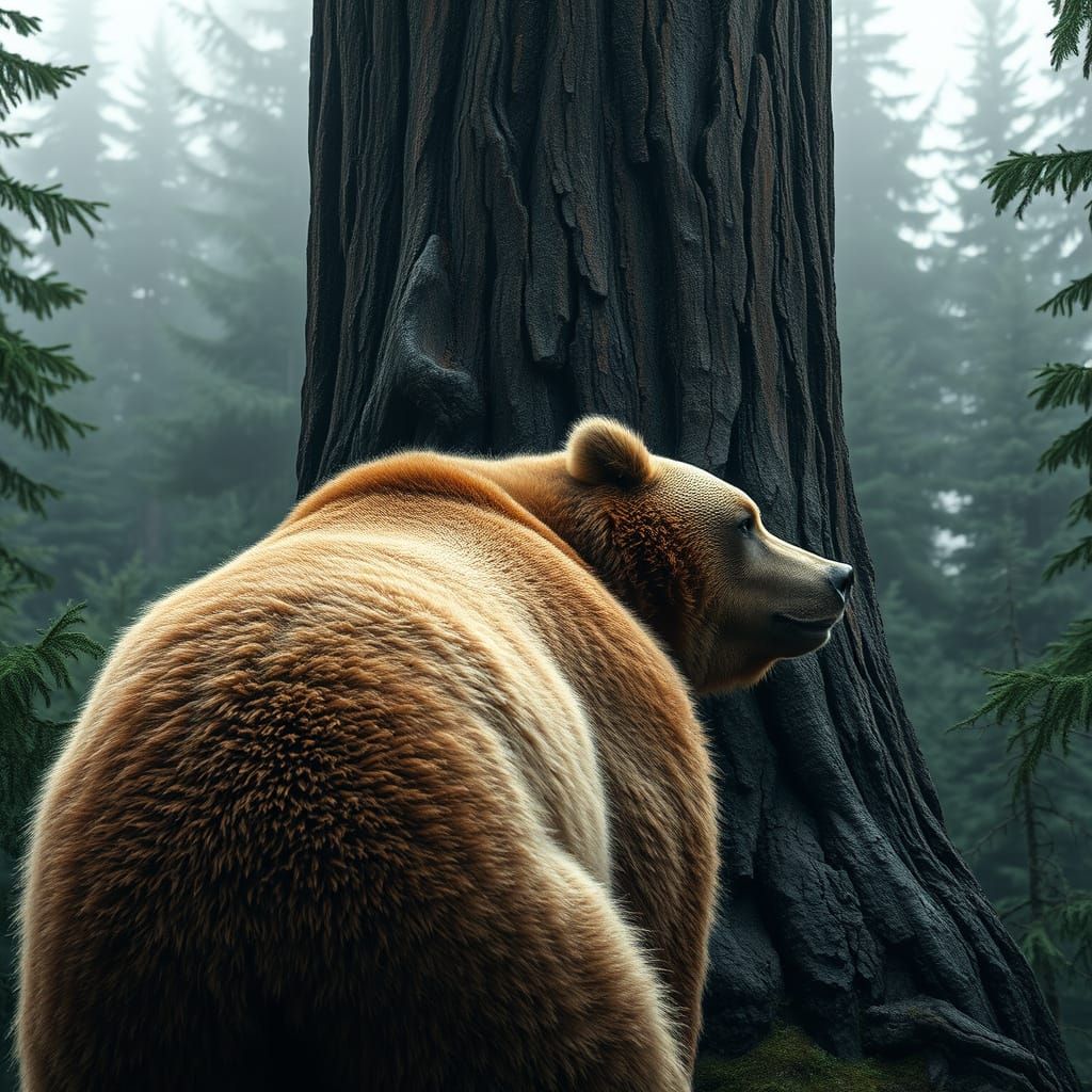 Majestic Grizzly Bear in Emerald Forest