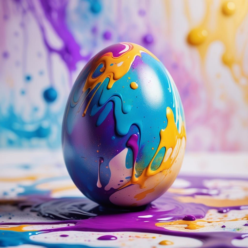 Whimsical Easter Egg in Vibrant Surrealism Style