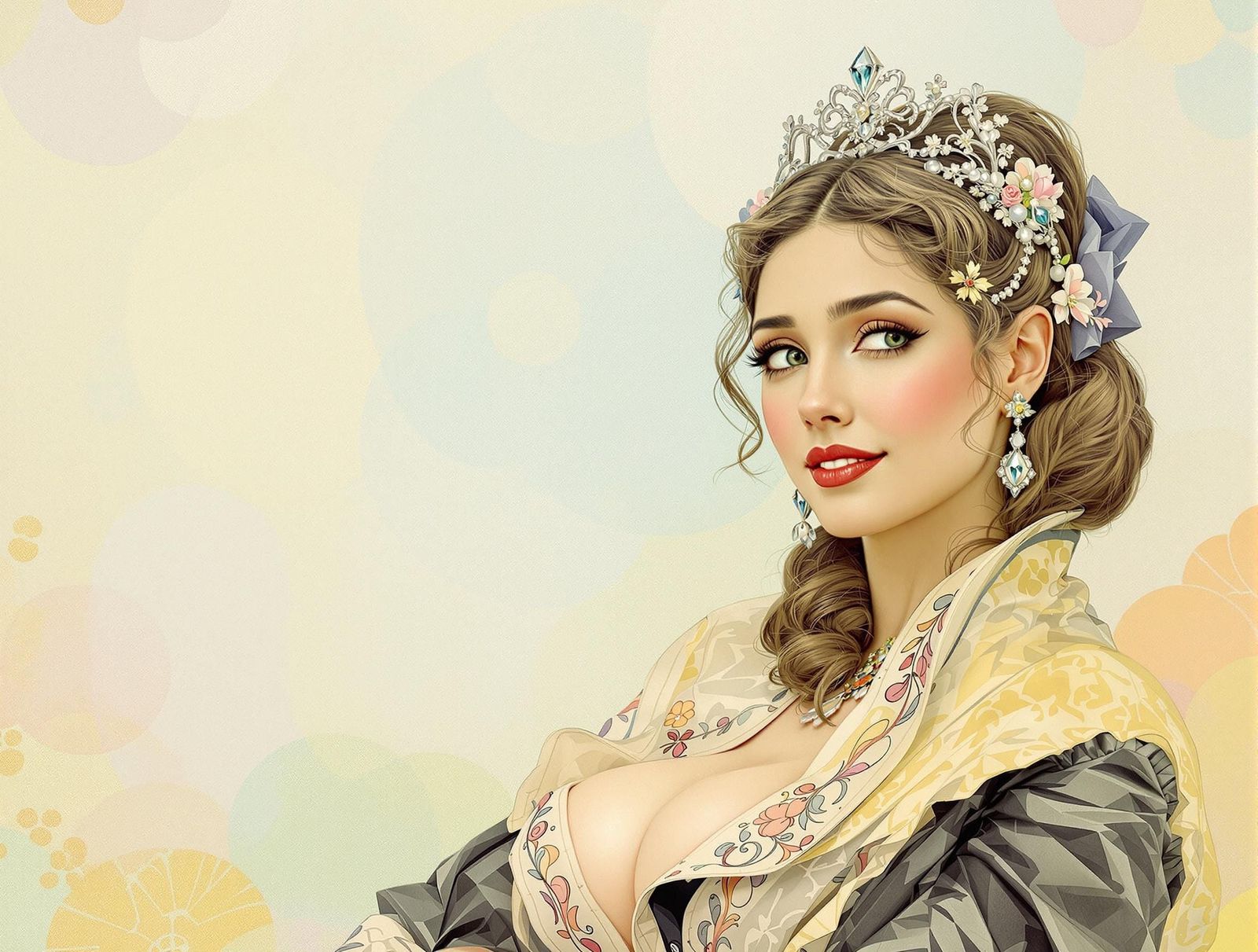 Elegant Woman Portrait in Art Nouveau Style