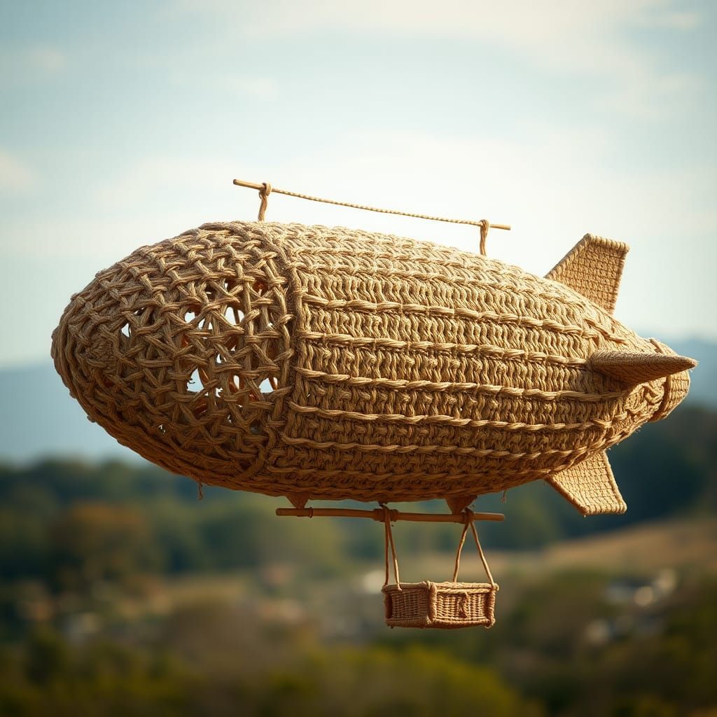 Knitted Airship Close-Up in Soft Natural Light