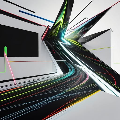 Vibrant Neon Lines Form Abstract Digital Art