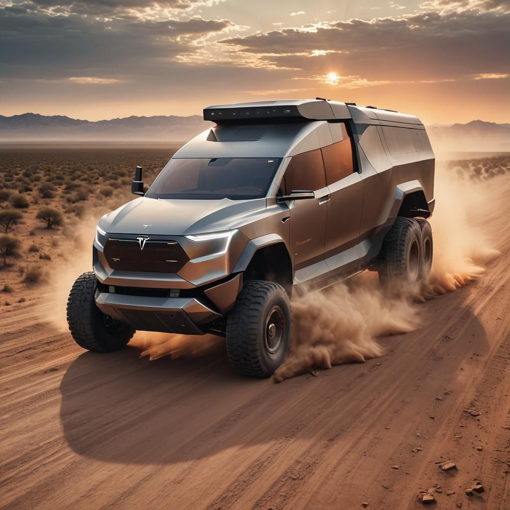 Tesla Cybertruck Outback Sunset: Cinematic Concept Art
