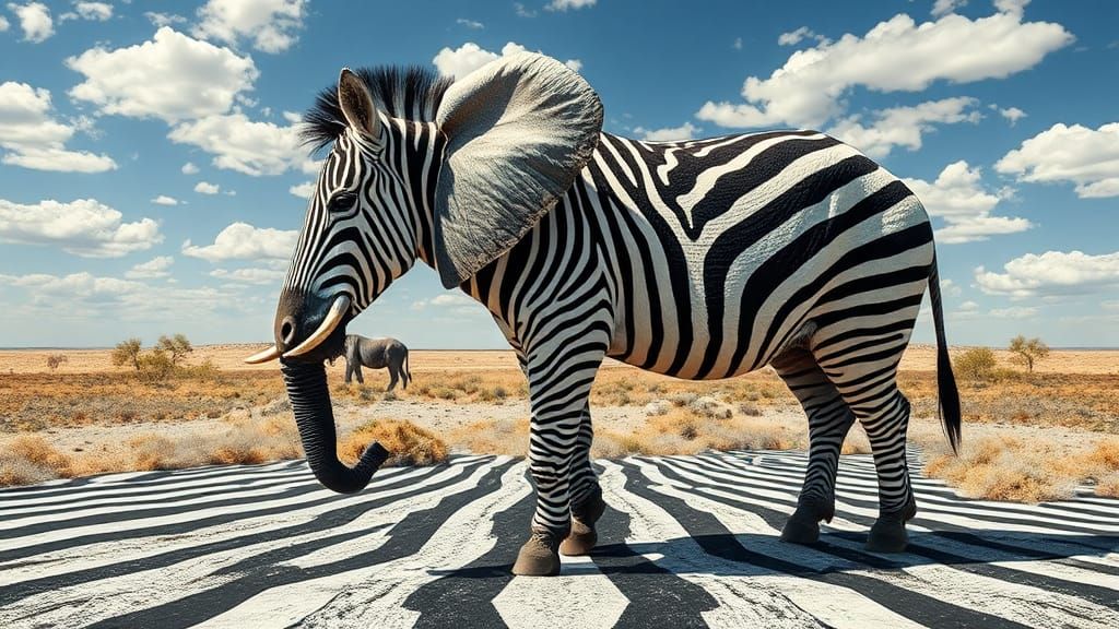 Optical Illusion: Zebra and Elephant Pareidolia