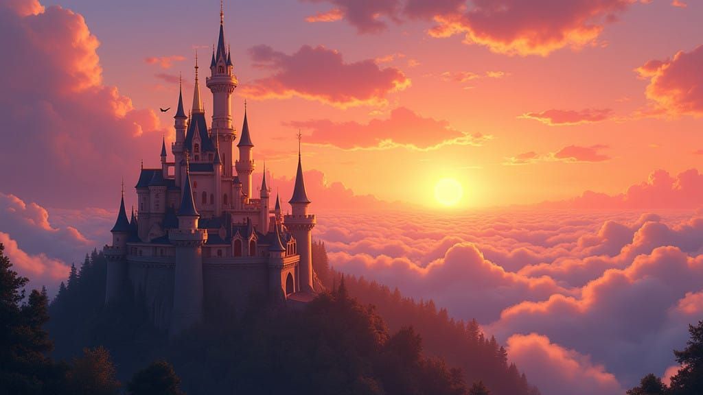 Disney-Inspired Fairy Tale Castle at Sunrise