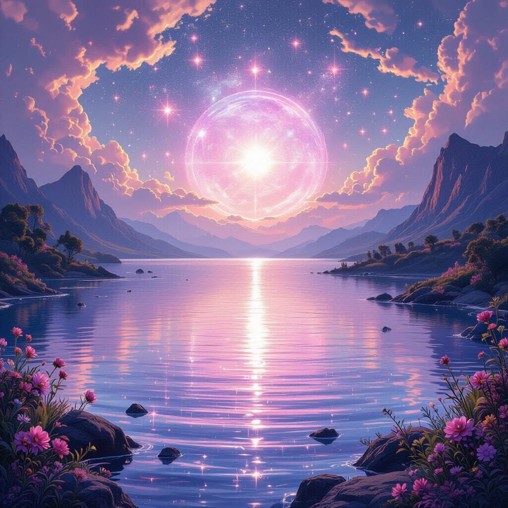 Ethereal Lake of Love: Holographic Astral Art