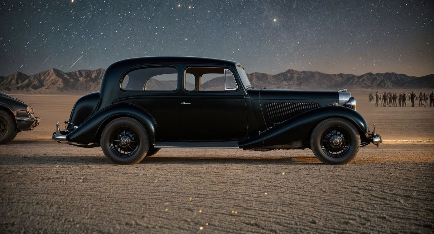 Desert Night Race: Copper Coupe in Future Burning Man Style