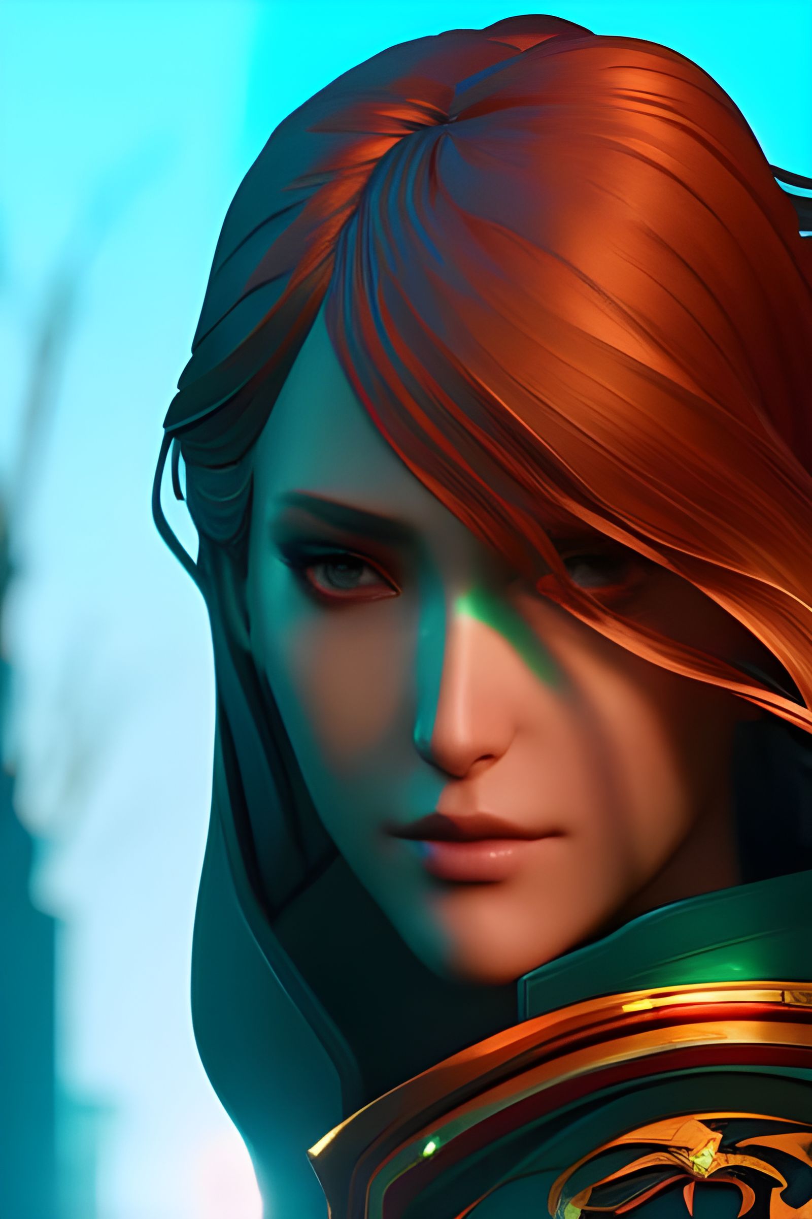 Girl with Sakura Tree in Art Nouveau Style