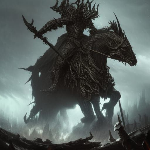 Wrathful Monster Knight in Dark Fantasy Style