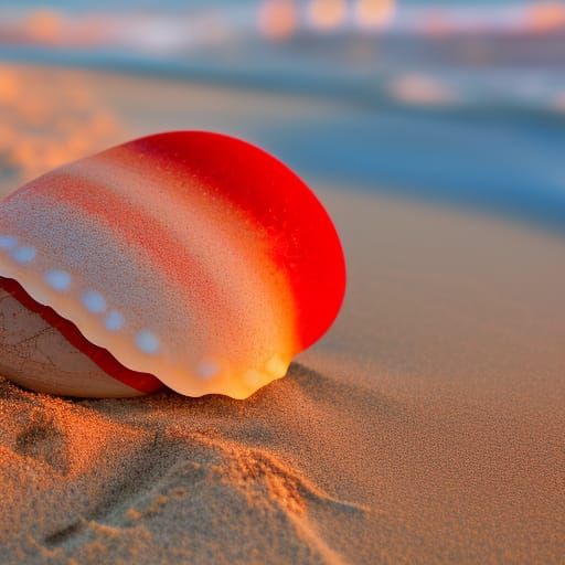 Seashell on Beach at Sunrise: Professional Photography