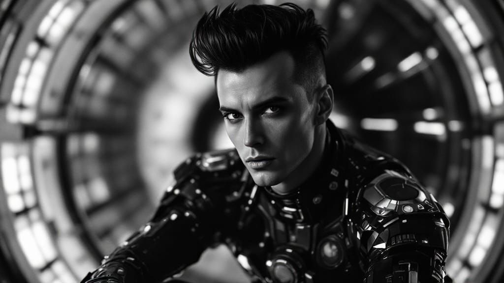 Klaus Nomi Style Sci-Fi Portrait in High Contrast