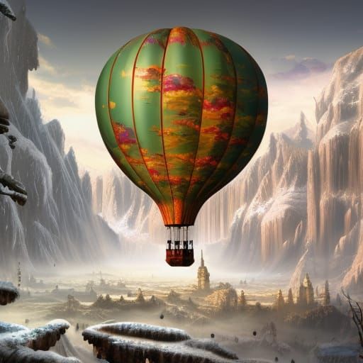 Christmas Balloon Over Winter Wonderland: Digital Matte Pain...