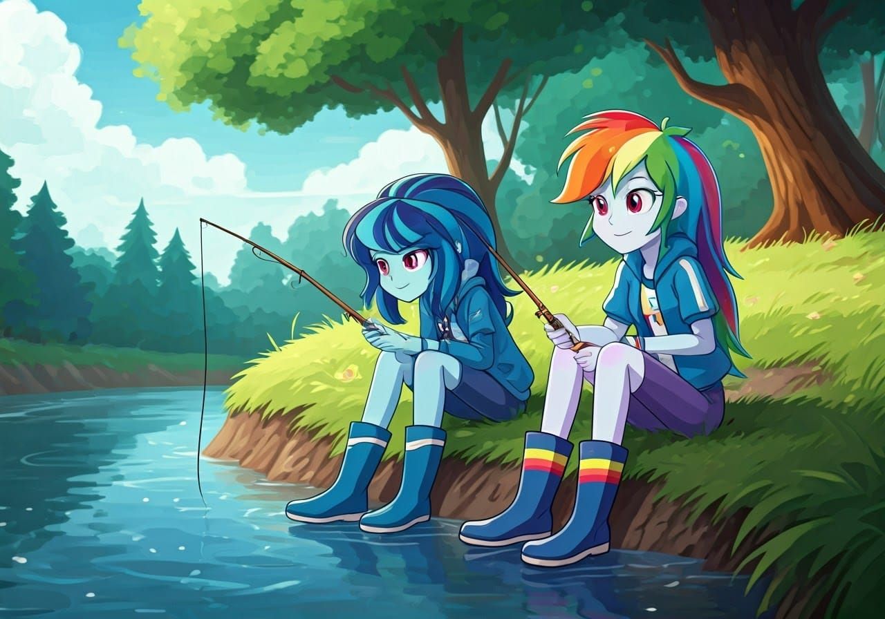 Rainbow Dash and Friends Fishing After School