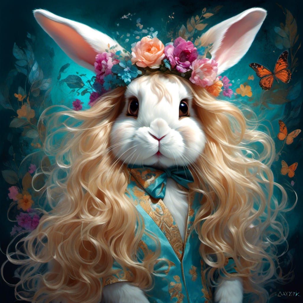 Adorable Blonde Bunny Portrait in Soft Style