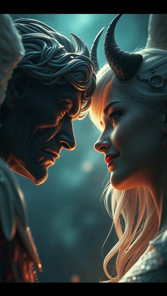 Angel and Devil Engage in a Haunting Stare-Down