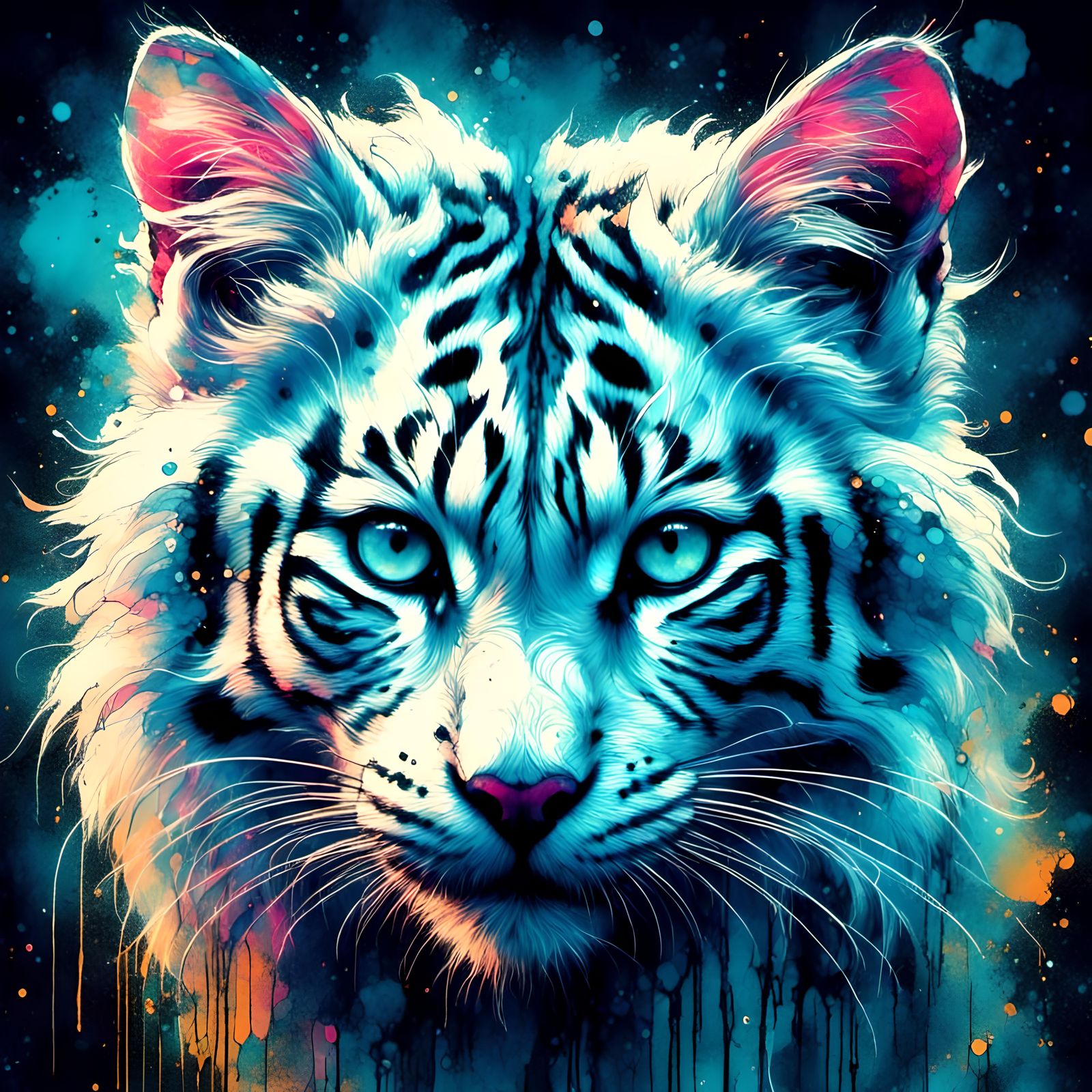 Electric neon tiger