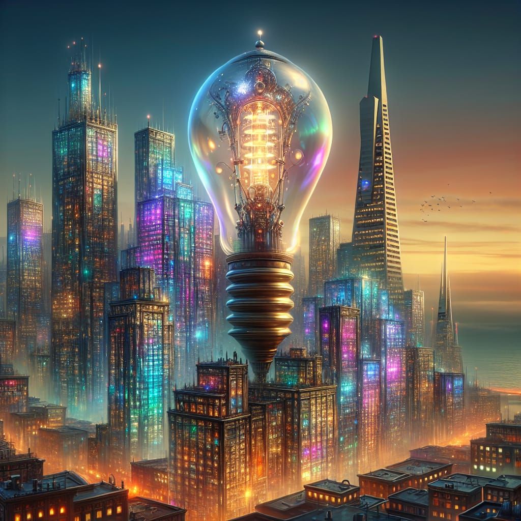 San Francisco Skyscraper Radiates Iridescent Light