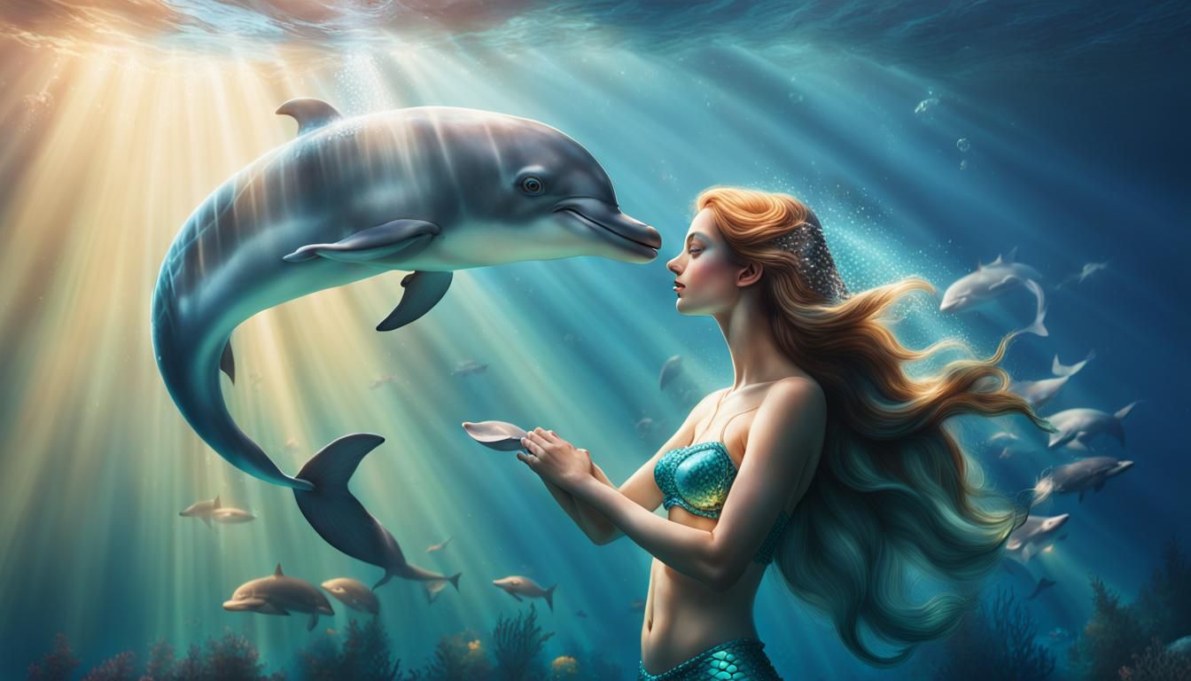 Mermaid and dolphin