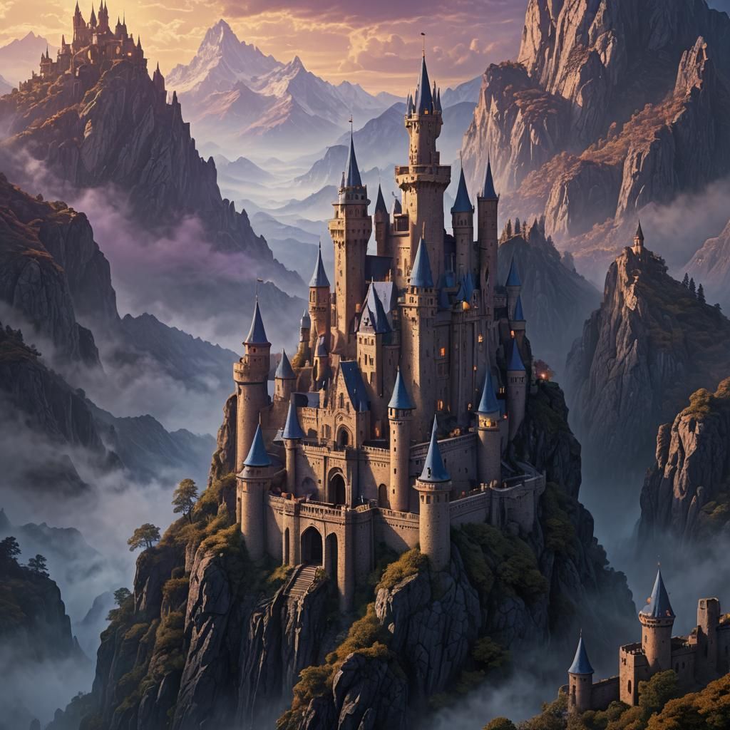 Mysterious Castle in Mist: Digital Matte Painting