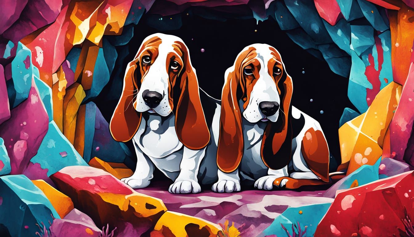 Supercute Basset Hound in Gemstone Cave